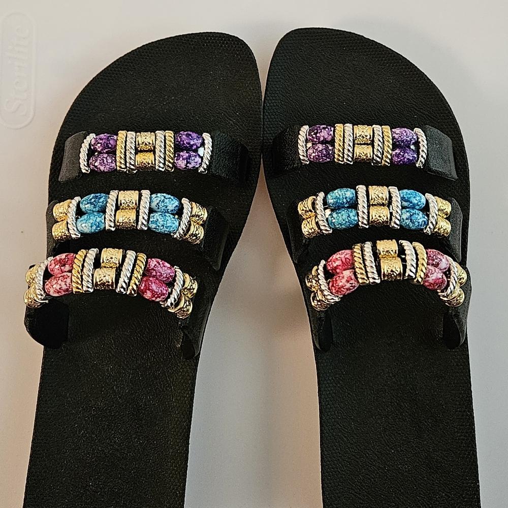 Beaded slide on sandal